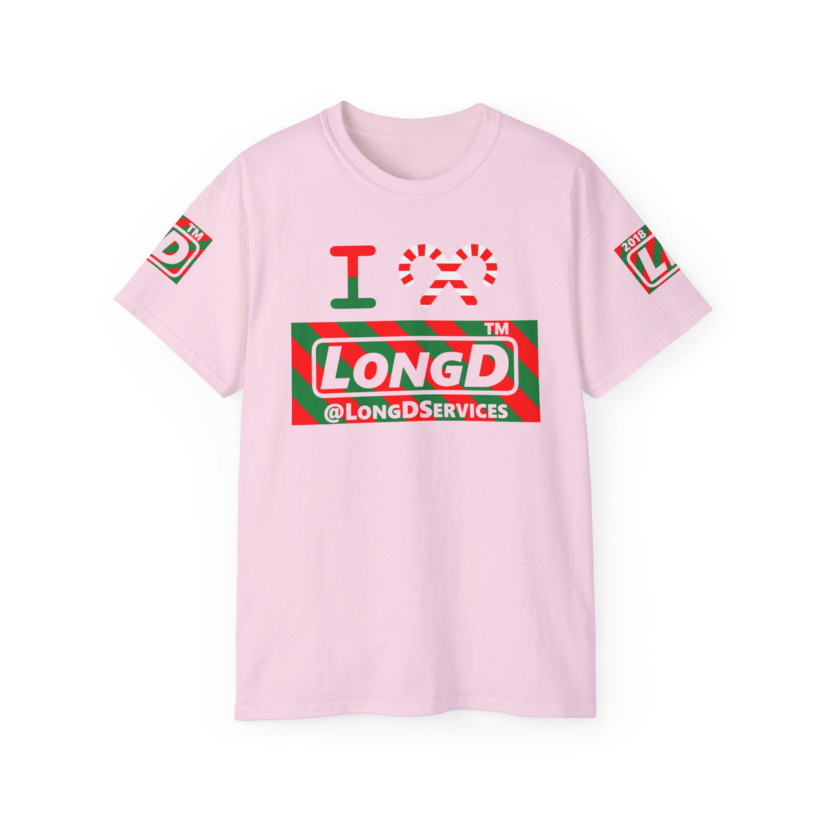 I candy cane LongD Tag negative 12-striped 4-print logo cotton tee