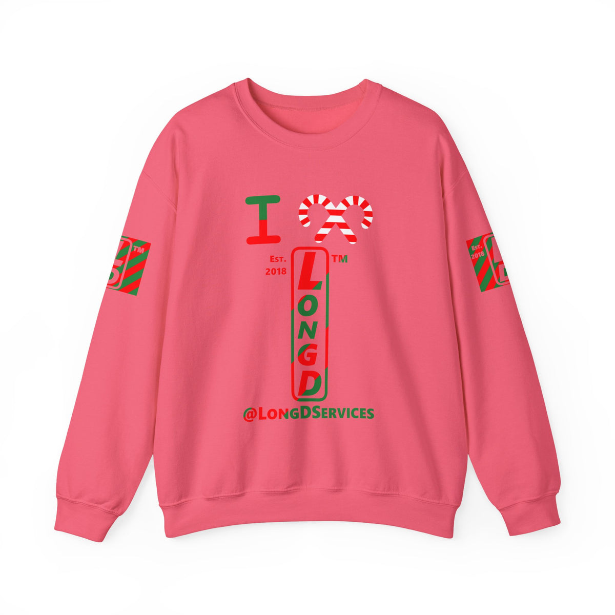 I candy cane LongD Tag positive upright pixel-weighted 4-striped 4-print logo crewneck sweatshirt