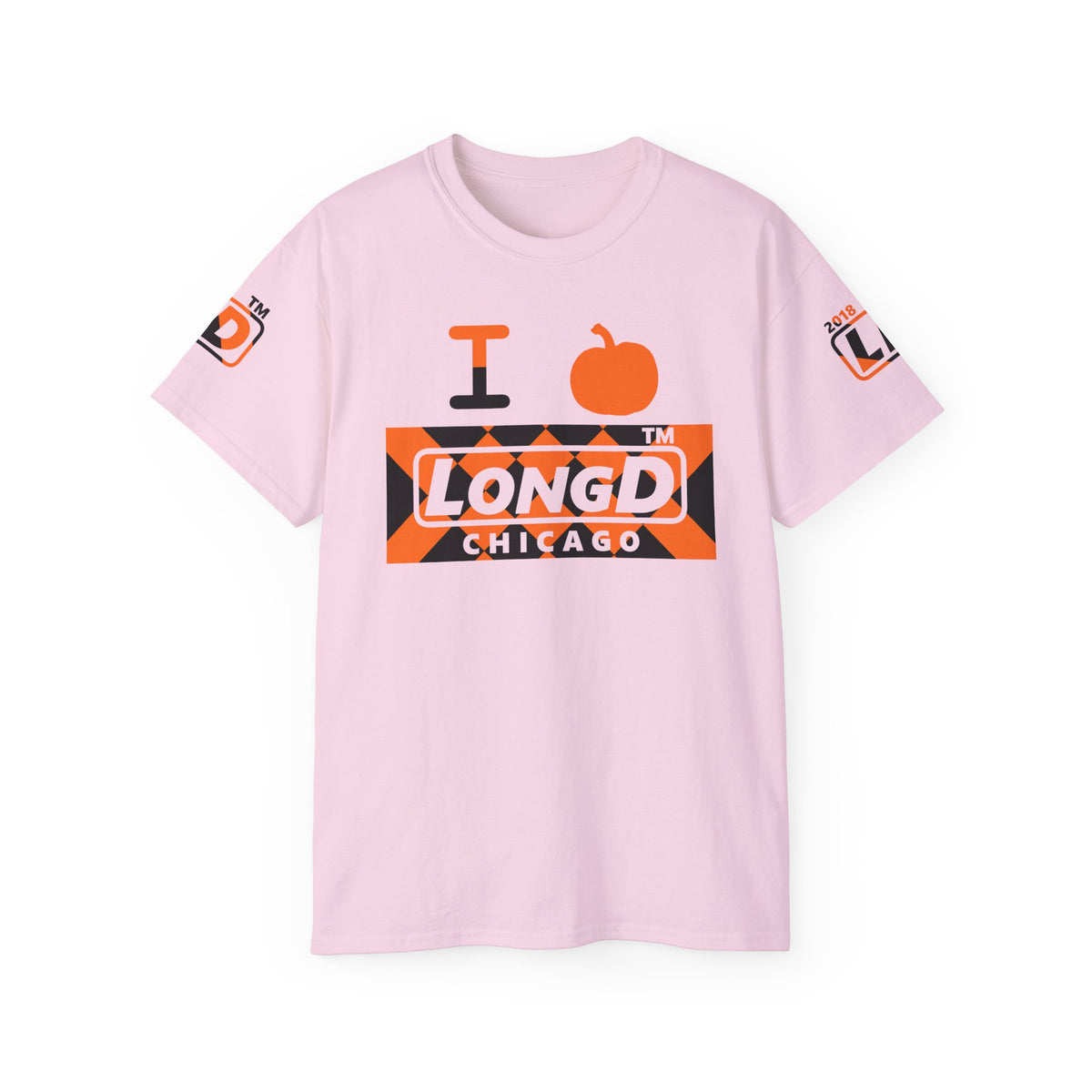 I pumpkin LongD Chicago negative stylized argyle 4-print logo cotton tee