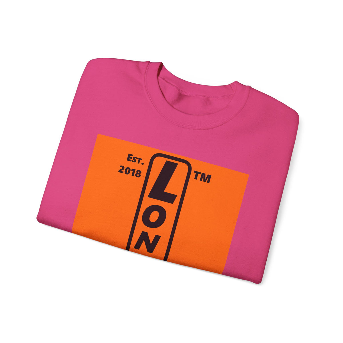 LongD Hyde Park upright logo Black (000000) on orange (FE7518) (Halloween colors) crewneck sweatshirt