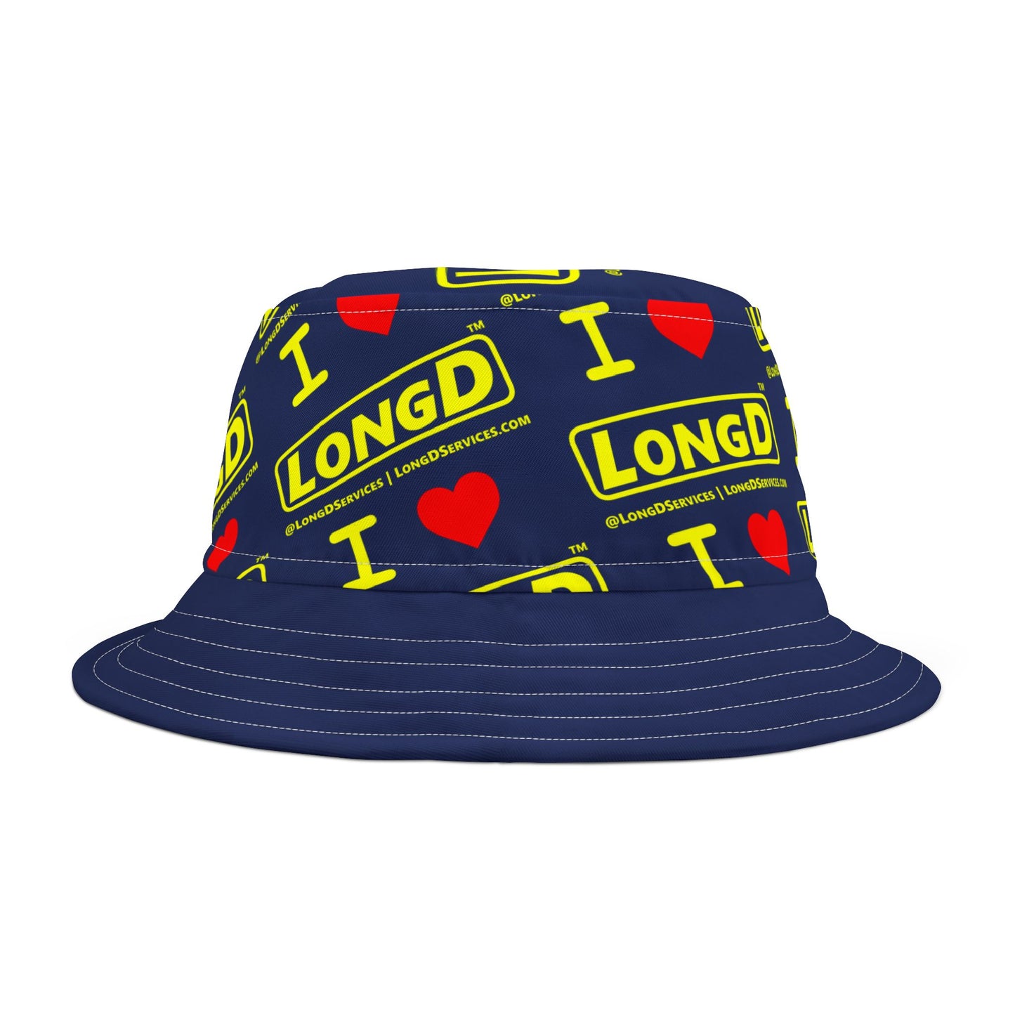 Repeat Grid of I Luv LongD Reverse Logo Bucket Hat