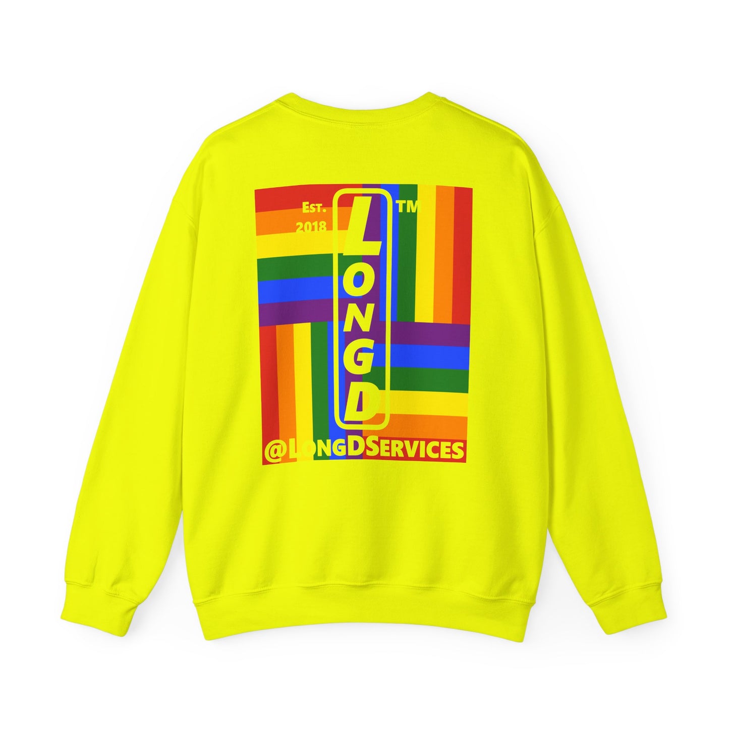 I Luv LongD negative windmill tag upright front-back logo crewneck sweatshirt