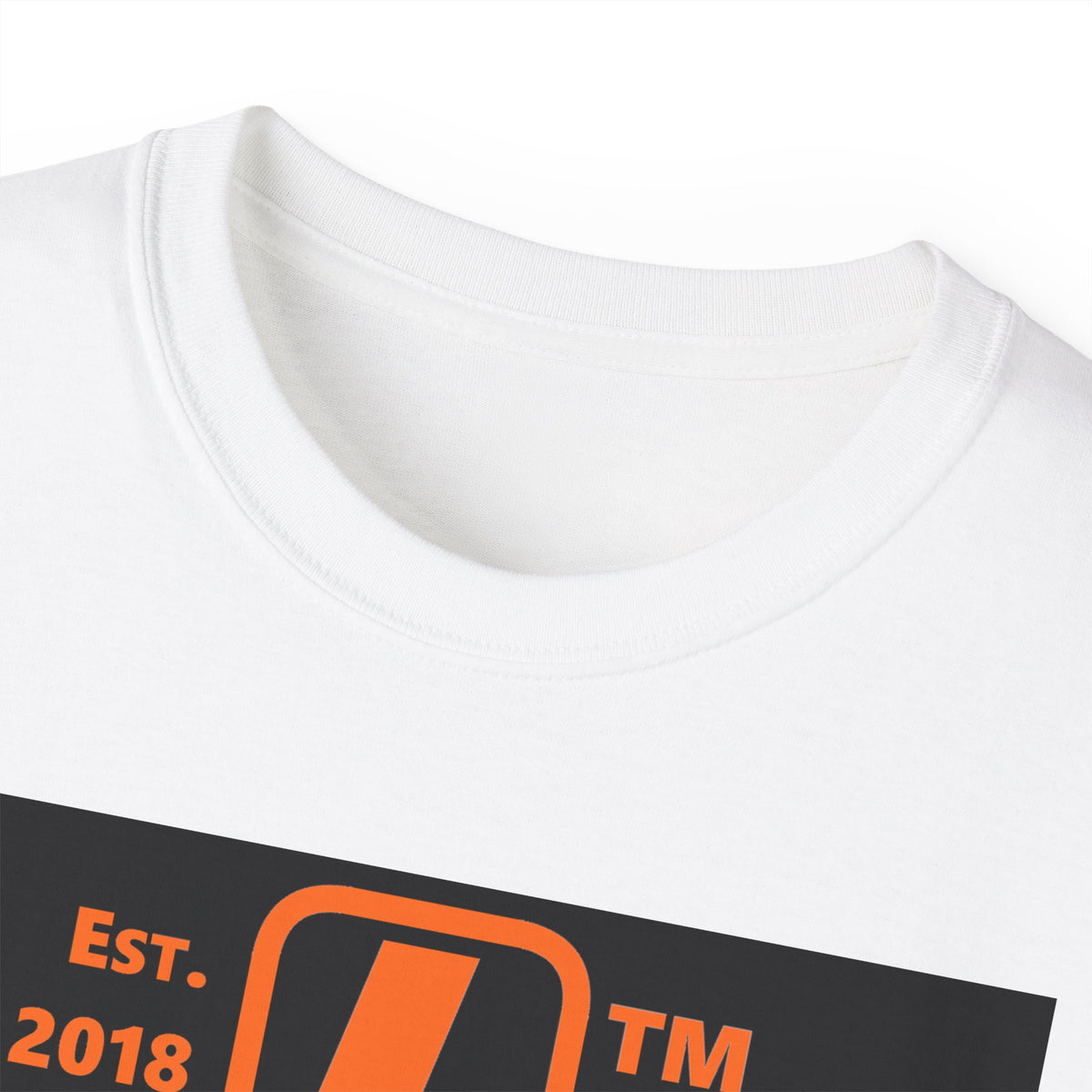 LongD Hyde Park upright front-back logo orange (FE7518) on Black (000000) cotton tee