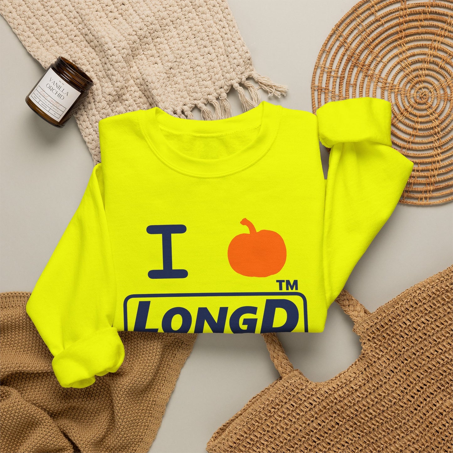 I pumpkin LongD Chicago positive basic Navy (002060) front-back logo crewneck sweatshirt