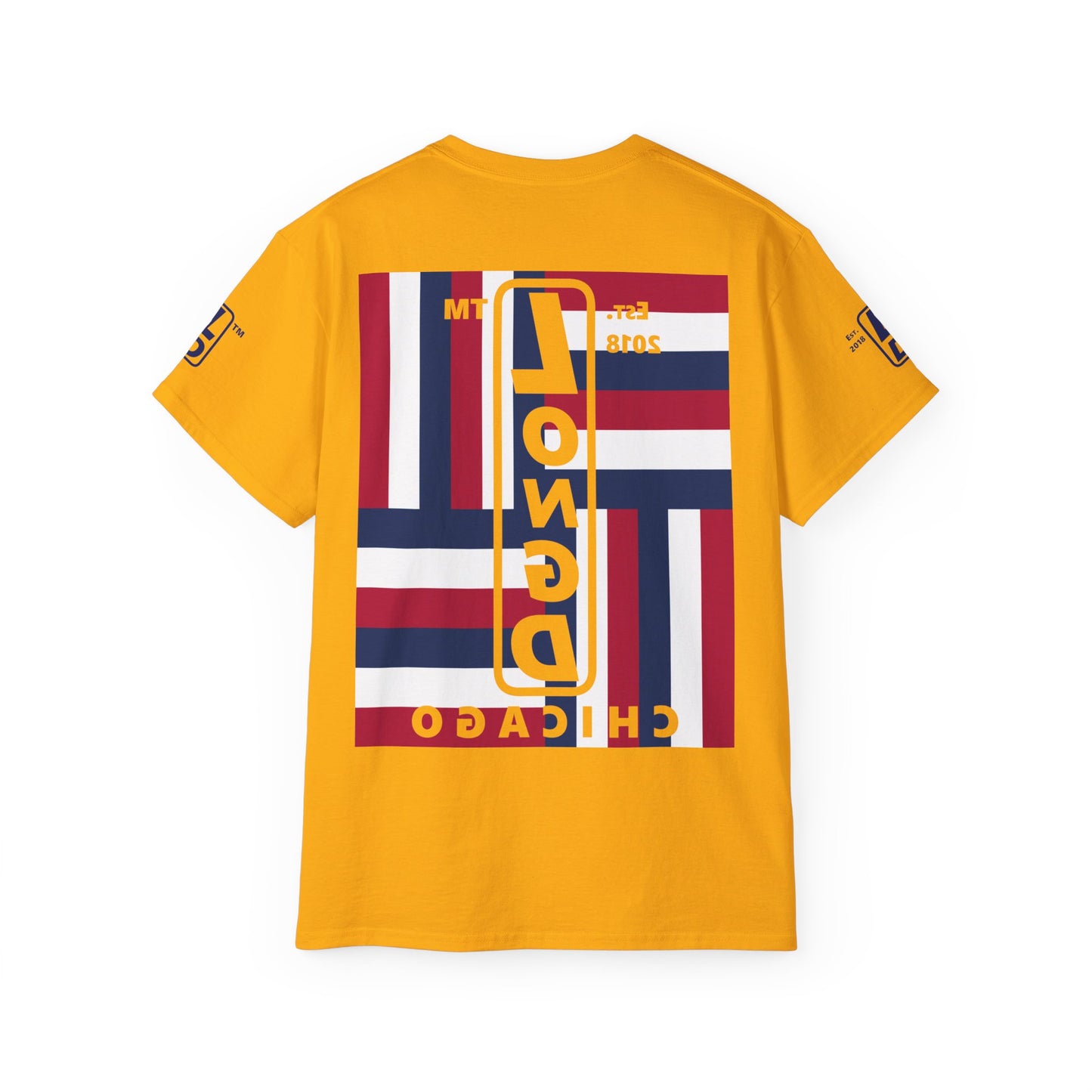 I Burst LongD cotton tee negative windmill 4-print Chicago upright logo (Patriotic colors)