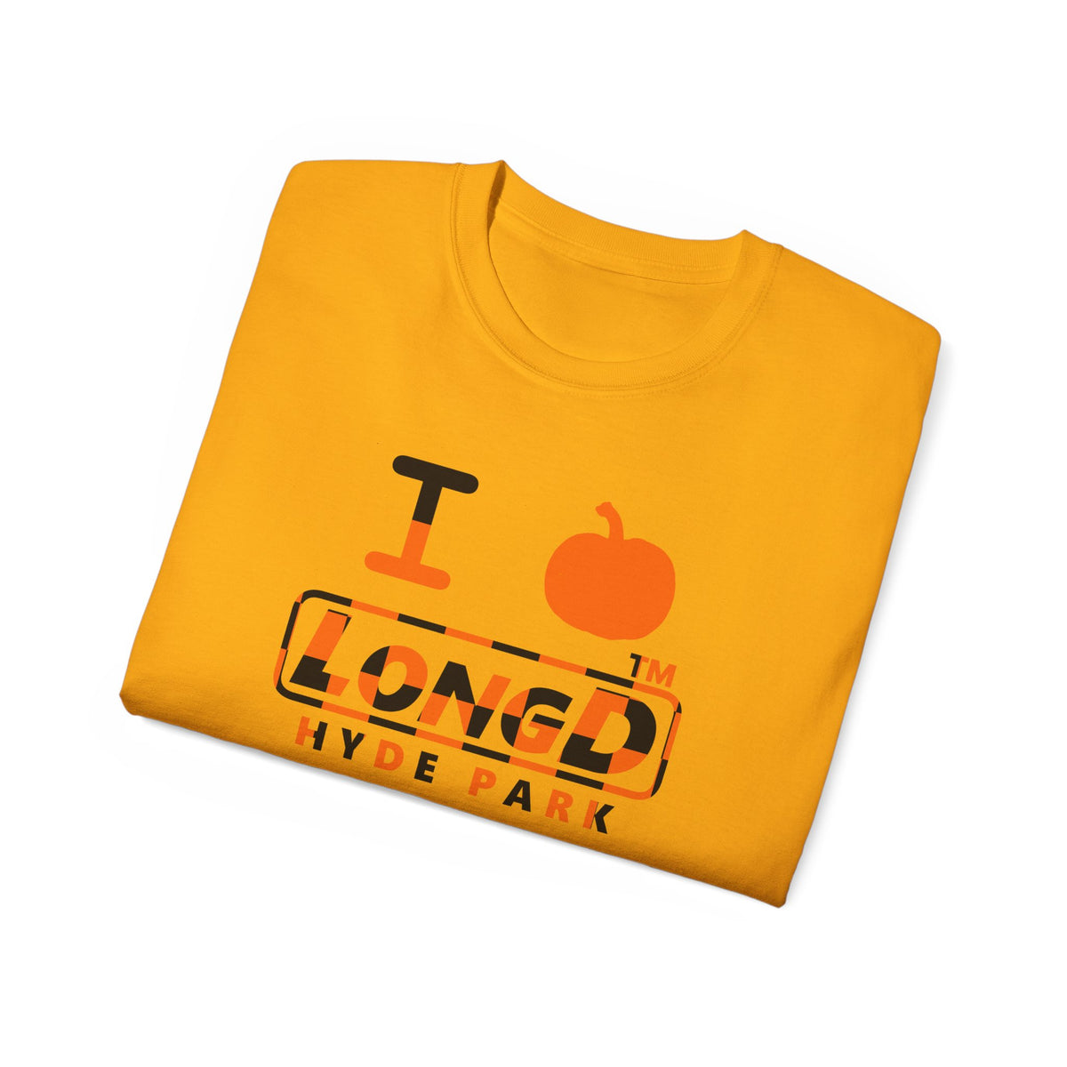 I pumpkin LongD Hyde Park positive checkered logo cotton tee