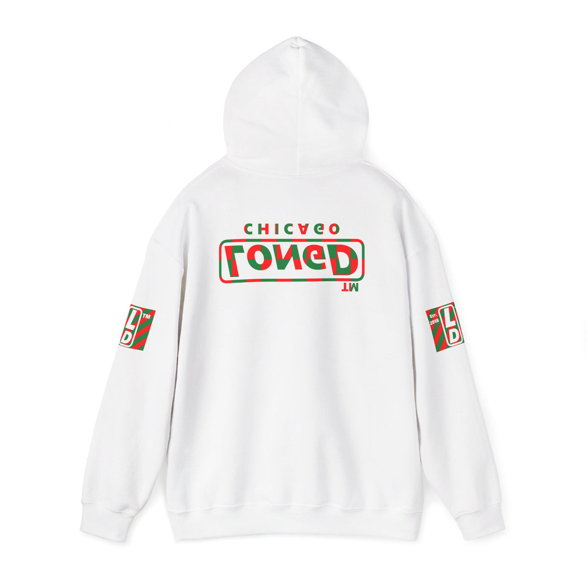 LongD Chicago positive checkered 4-print logo (Xmas colors) hoodie