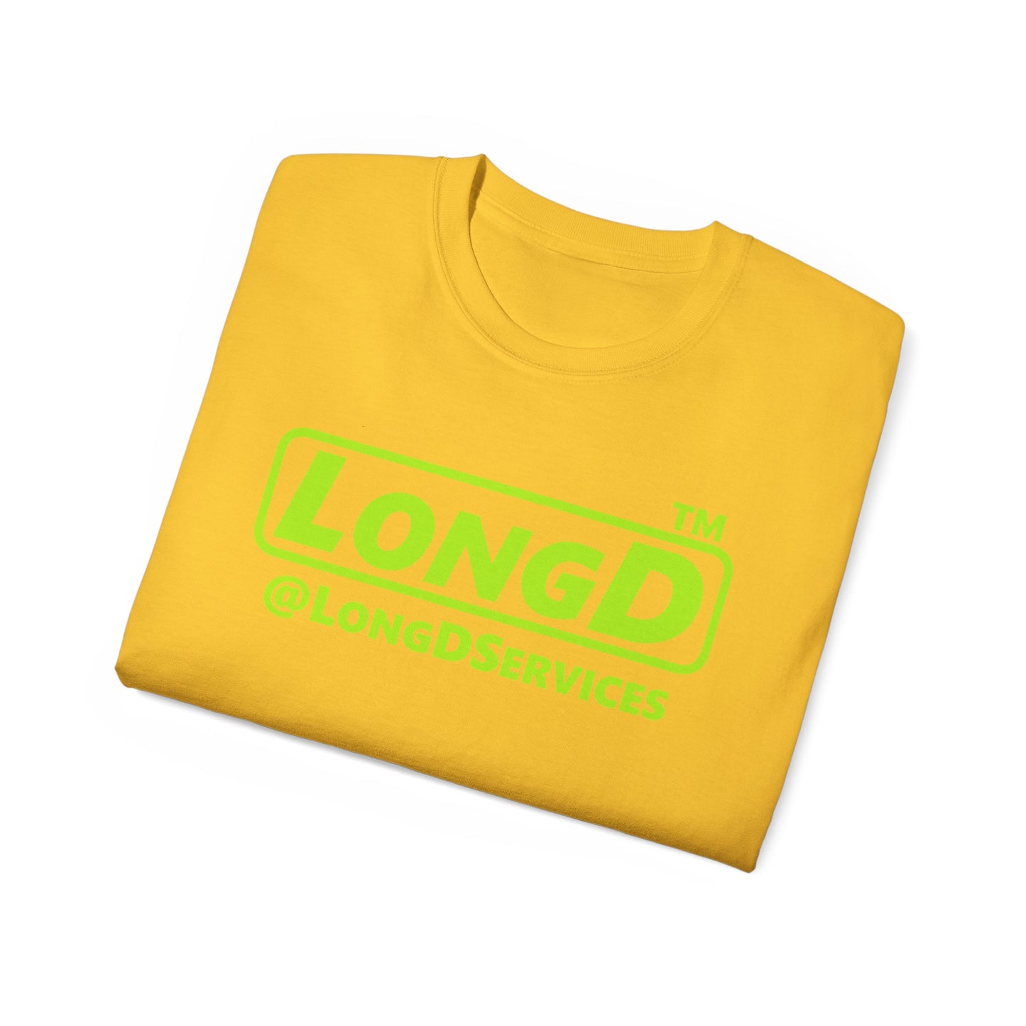 LongD® positive lime green Tag Logo Cotton Tee