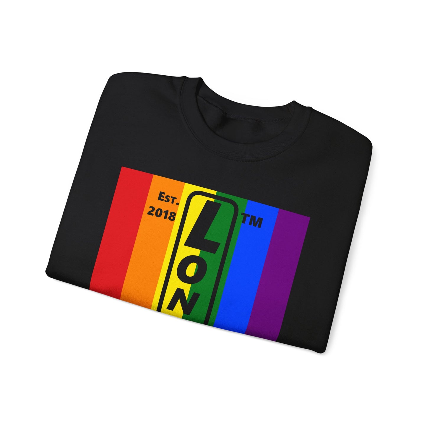 LongD negative cropped flag Chicago upright logo crewneck sweatshirt (Pride colors)