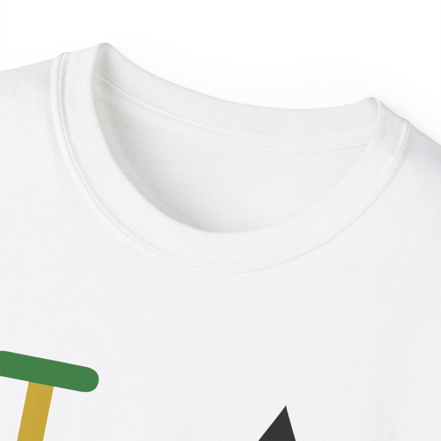 I Fleur LongD® Logo Cotton Tee (Mardi Gras colored text positive top logo, negative bottom logo & black fleur de lis)
