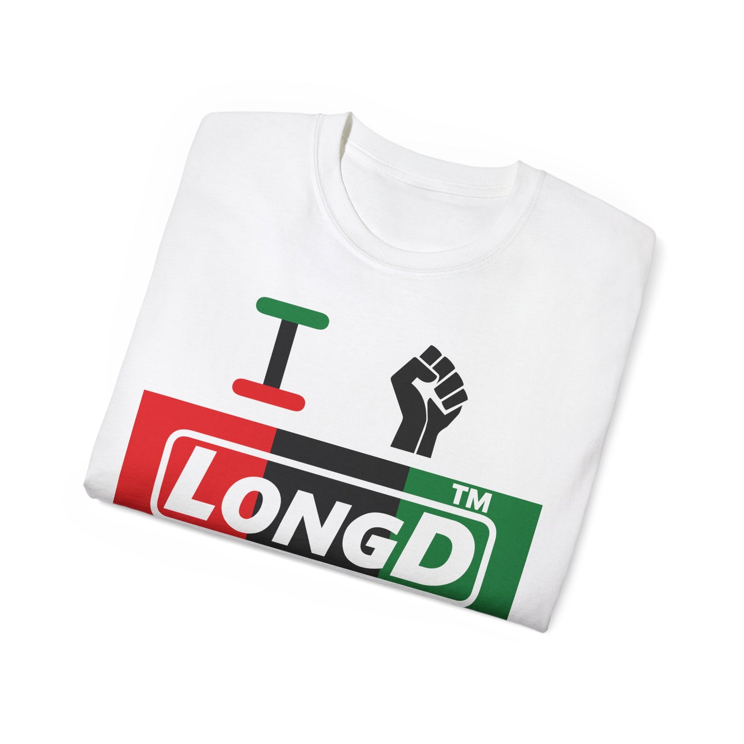 I fist LongD negative vertical 3-striped tag-domain logo cotton tee