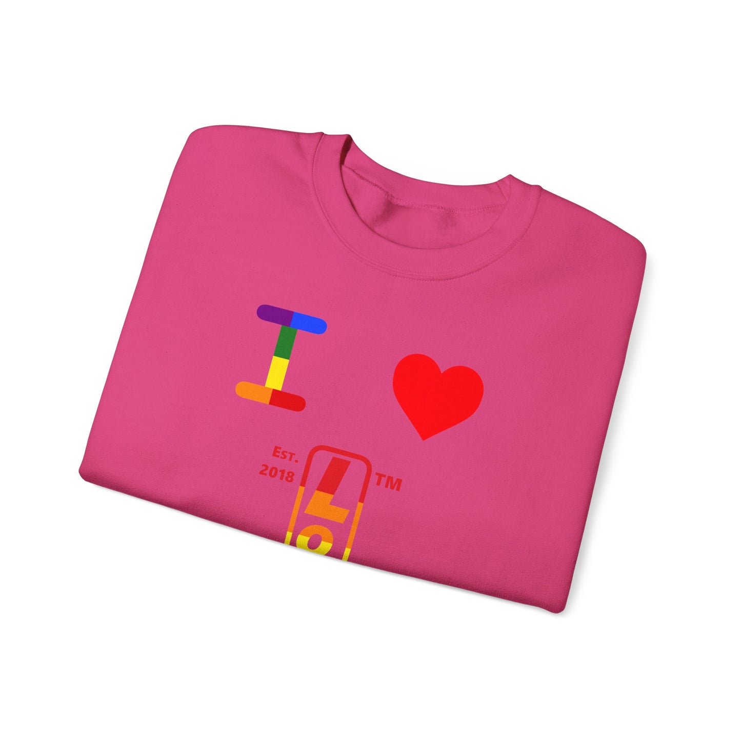 I Luv LongD positive horizontal 6-striped tag upright logo crewneck sweatshirt