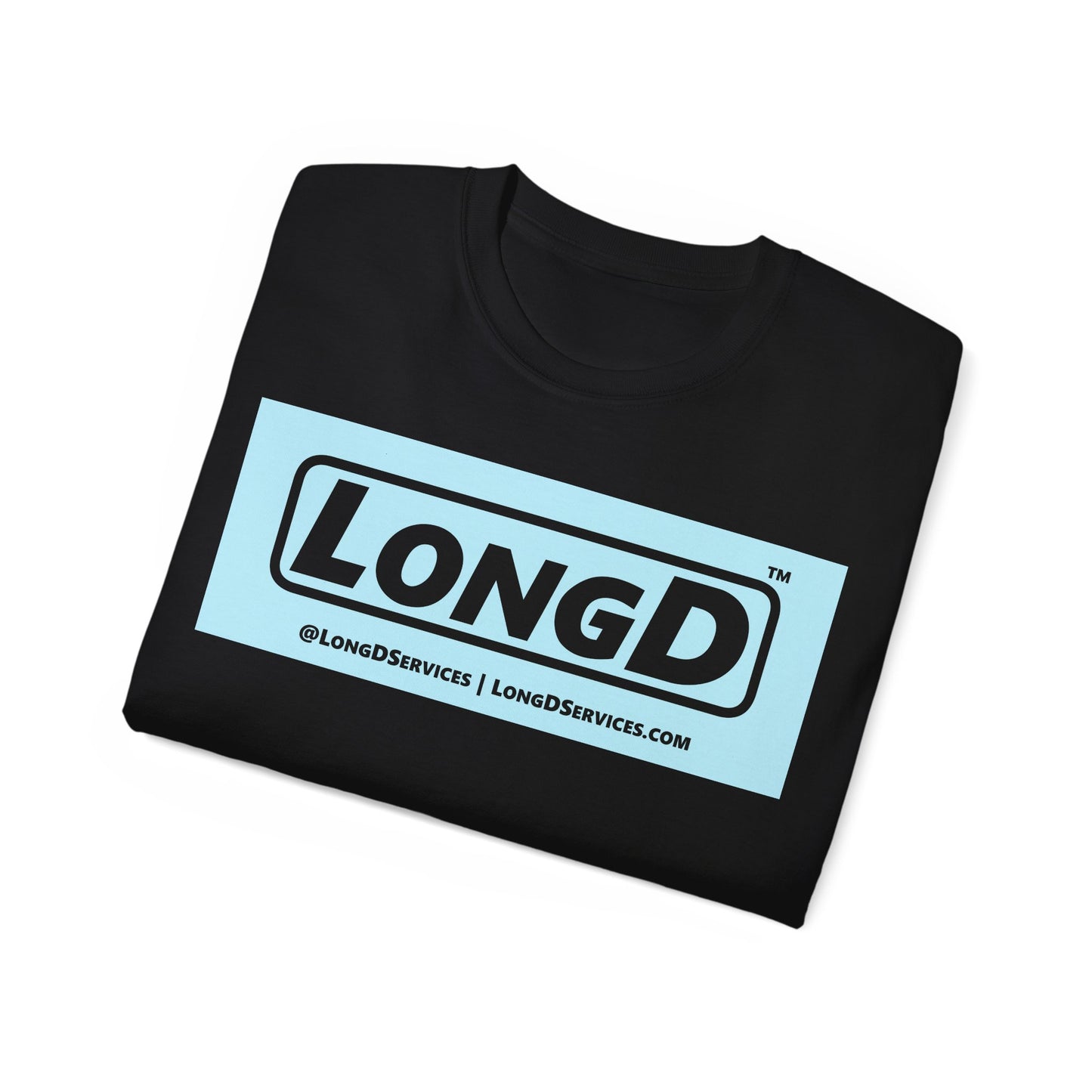 LongD® Logo Cotton Tee (Easter pastel blue in negative text)