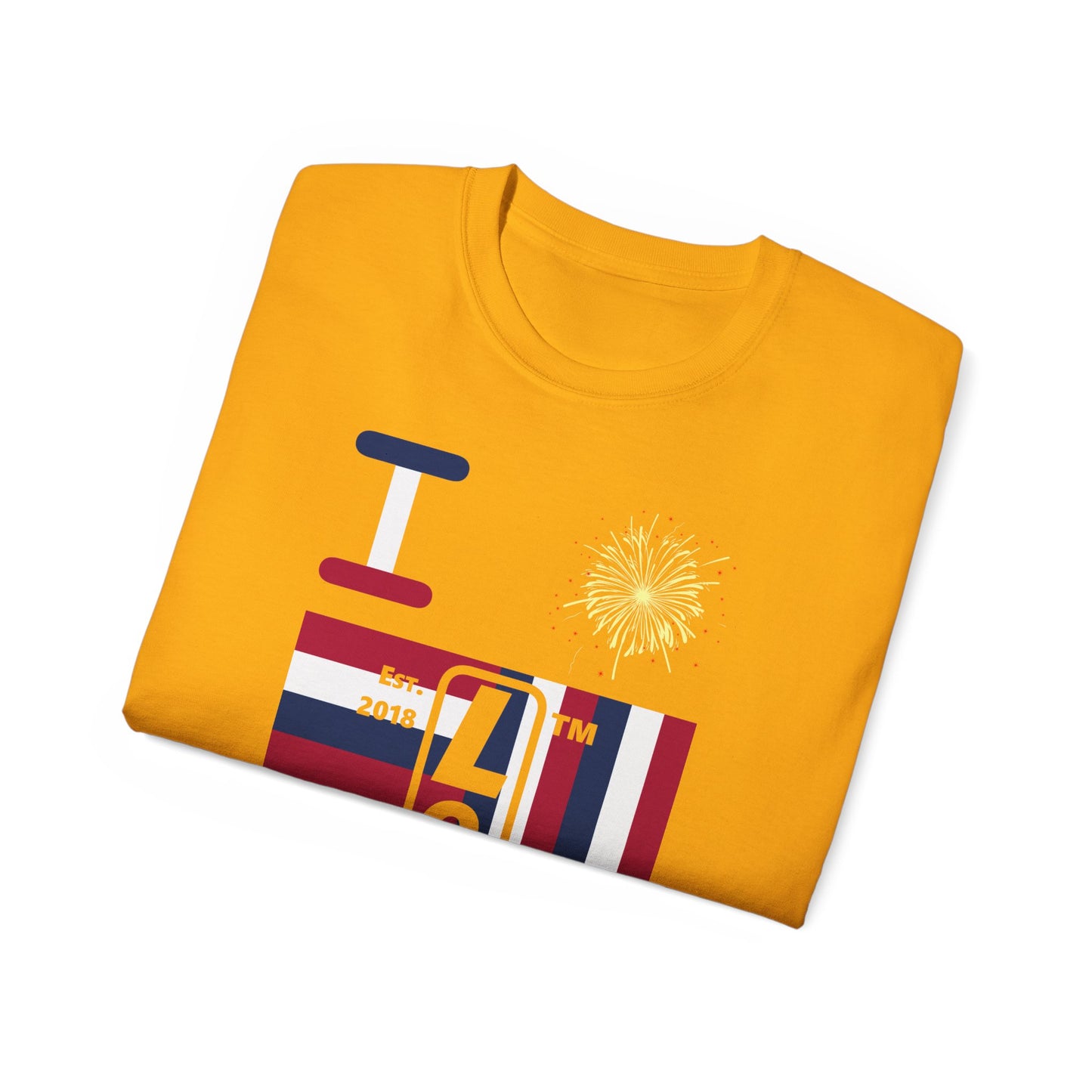 I Burst LongD cotton tee negative windmill Hyde Park upright logo (Patriotic colors)