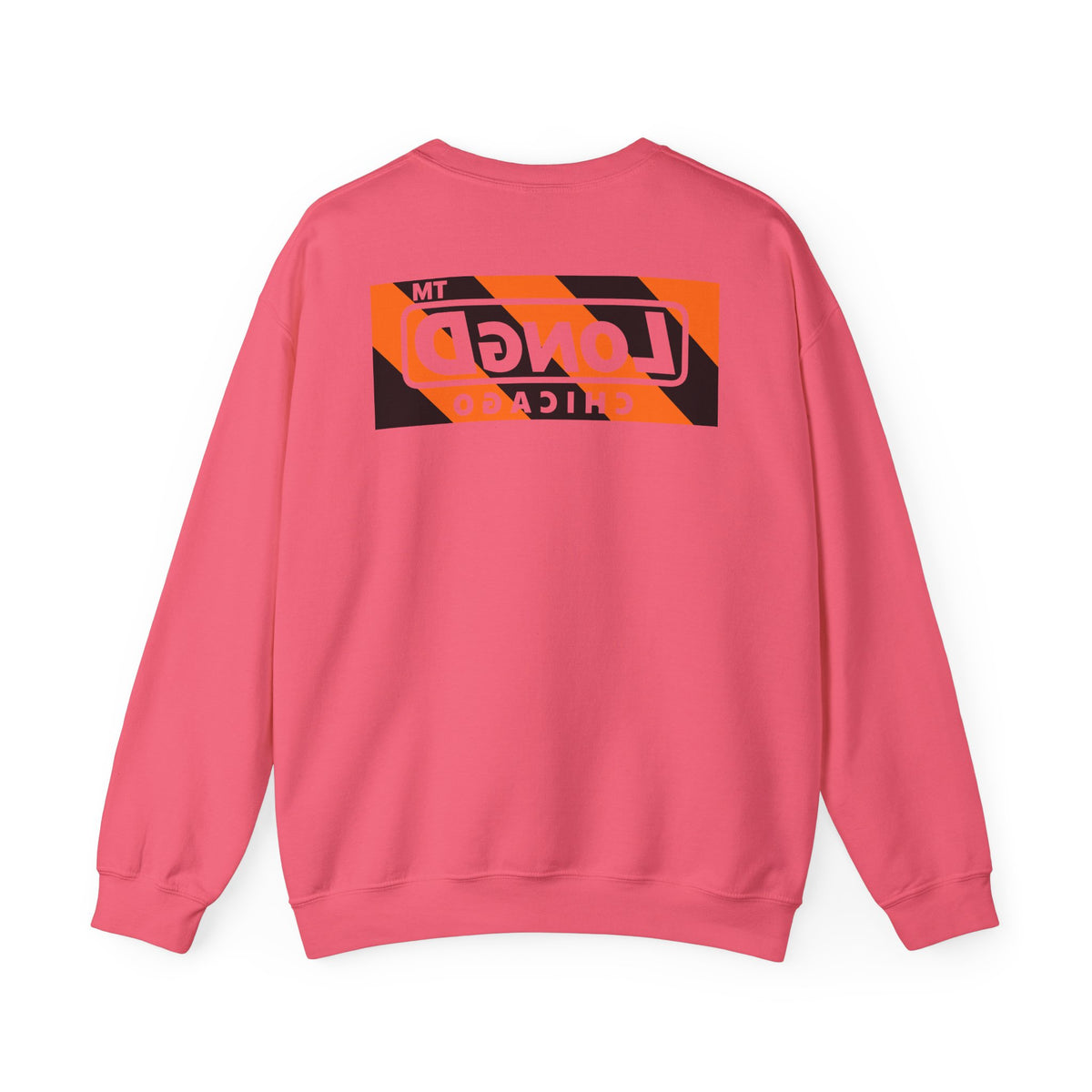 LongD Chicago negative diagonal 6-striped front-back logo (Halloween colors) crewneck sweatshirt