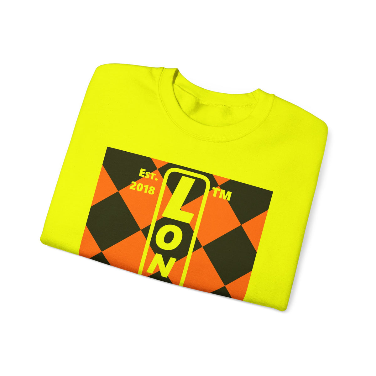 LongD Hyde Park negative upright argyle logo (Halloween colors) crewneck sweatshirt