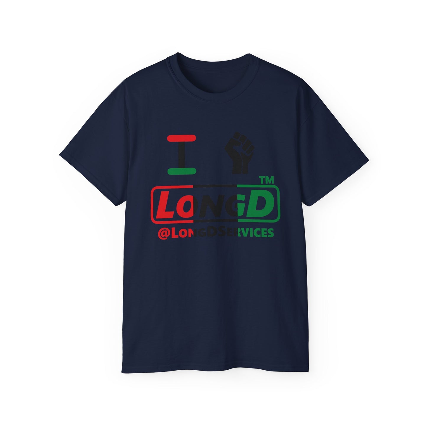 I fist LongD positive vertical 3-striped tag logo cotton tee