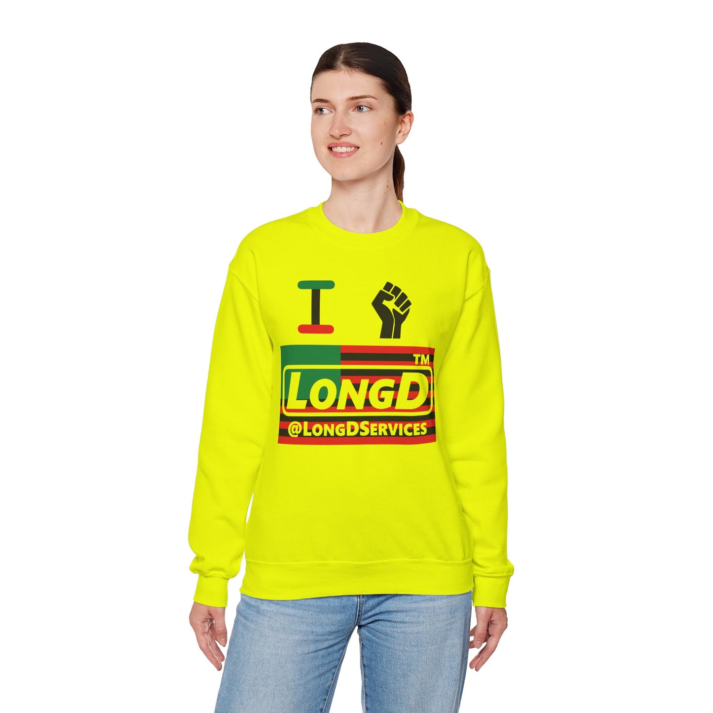 I fist LongD negative flag tag logo crewneck sweatshirt