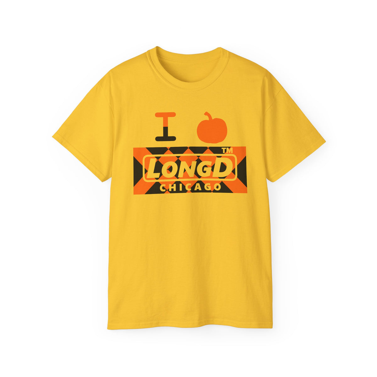 I pumpkin LongD Chicago negative stylized argyle logo cotton tee