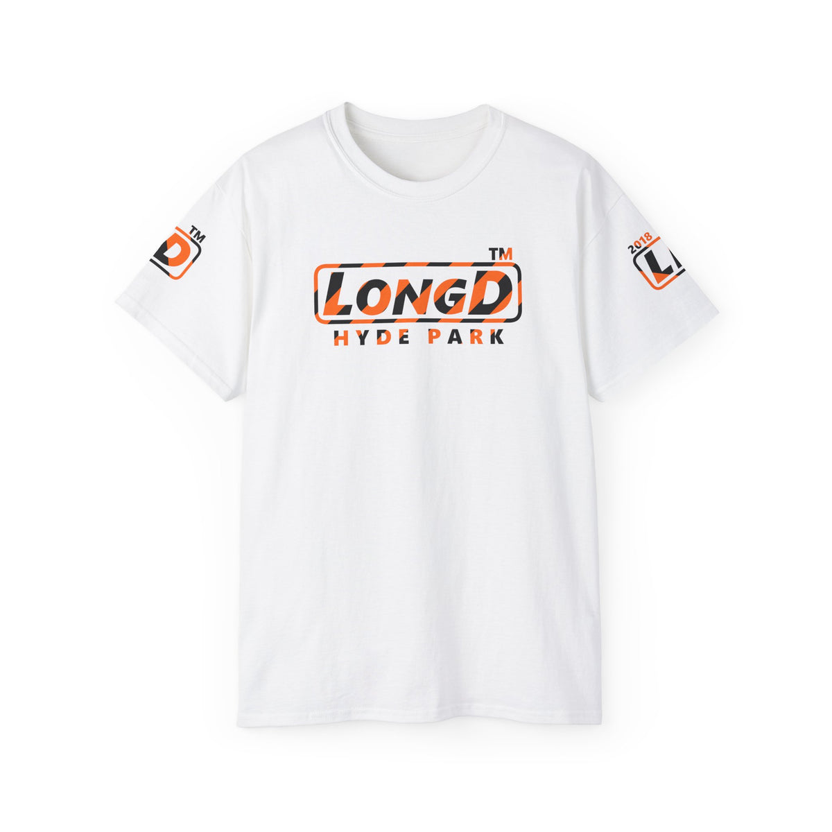 LongD Hyde Park positive 12-striped 4-print logo (Halloween colors) cotton tee