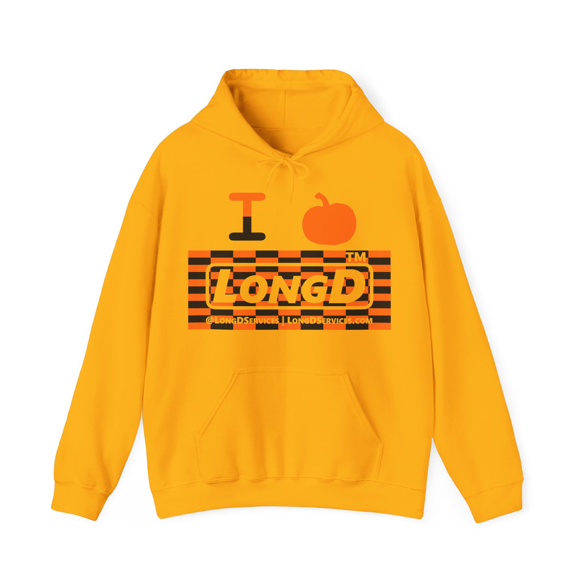 I pumpkin LongD Tag-domain negative tiled logo hoodie