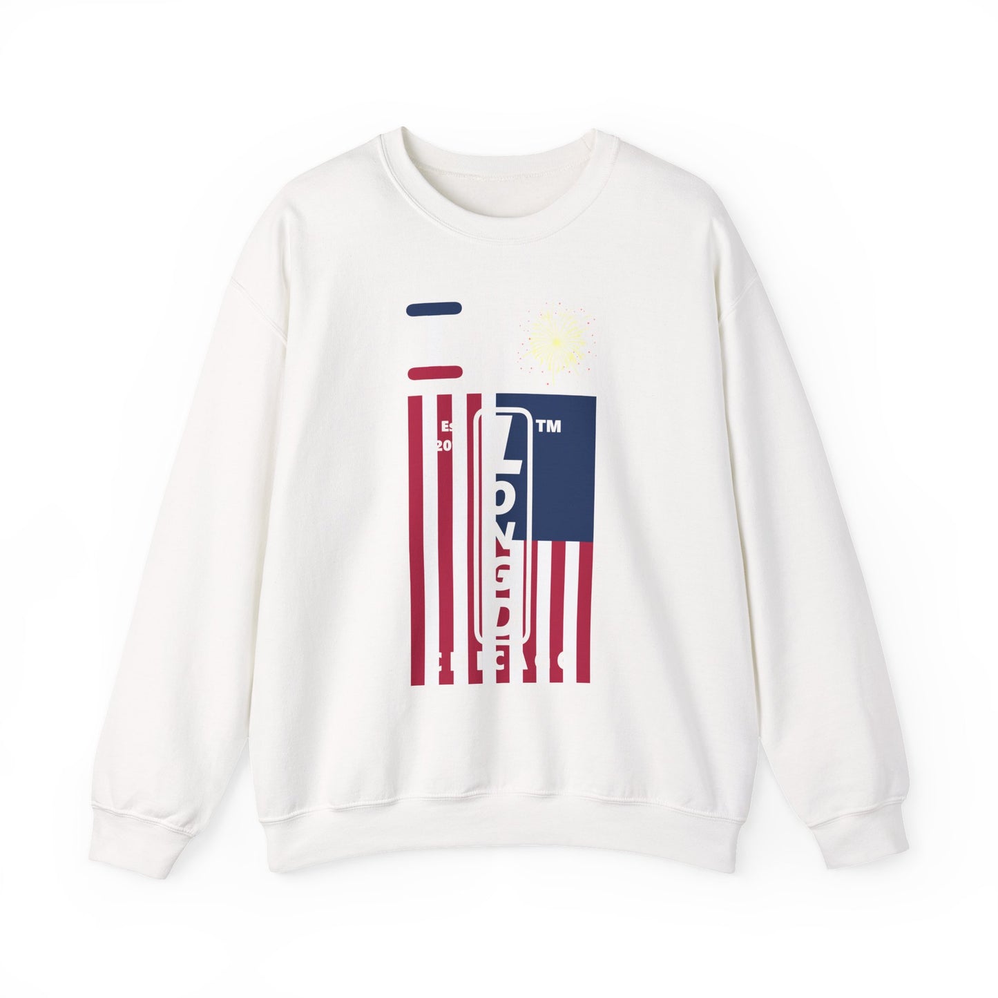 I Burst LongD negative cropped flag Chicago upright logo crewneck sweatshirt