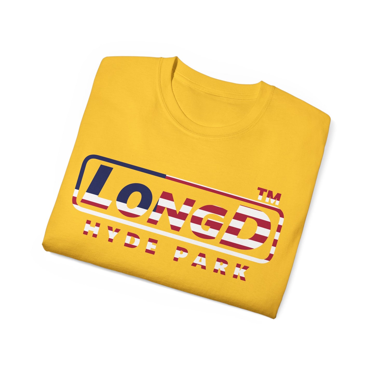 LongD positive flag Hyde Park logo cotton tee (patriotic colors)