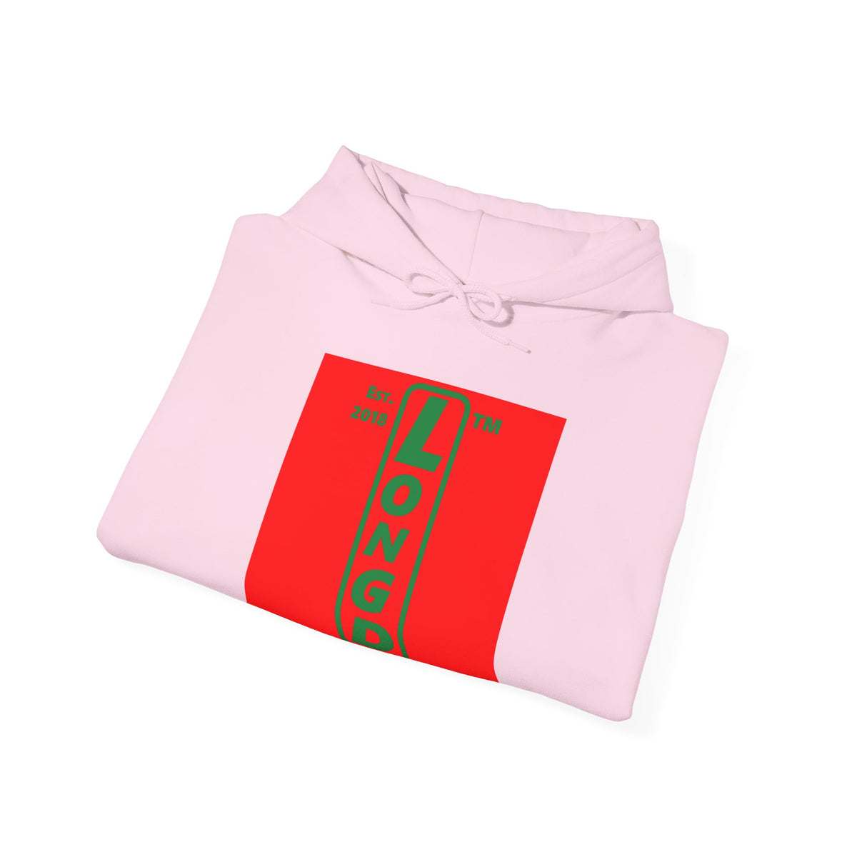 LongD Chicago upright logo positive green on negative red (Xmas colors) hoodie