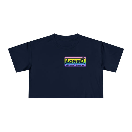 LongD negative horizontal striped Tag front-back Logo Crop Tee (Easter colors)