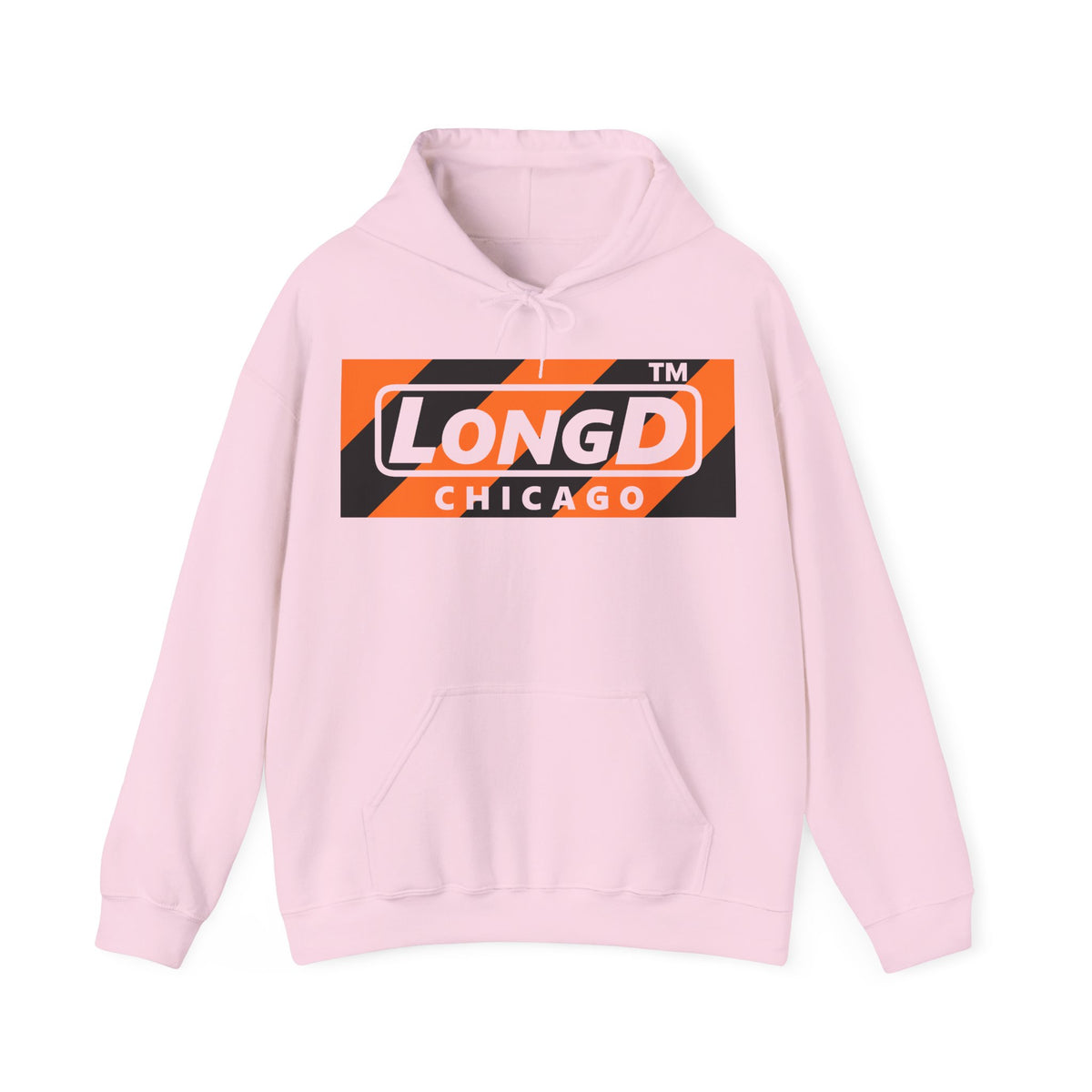LongD Chicago negative diagonal 6-striped front-back logo (Halloween colors) hoodie