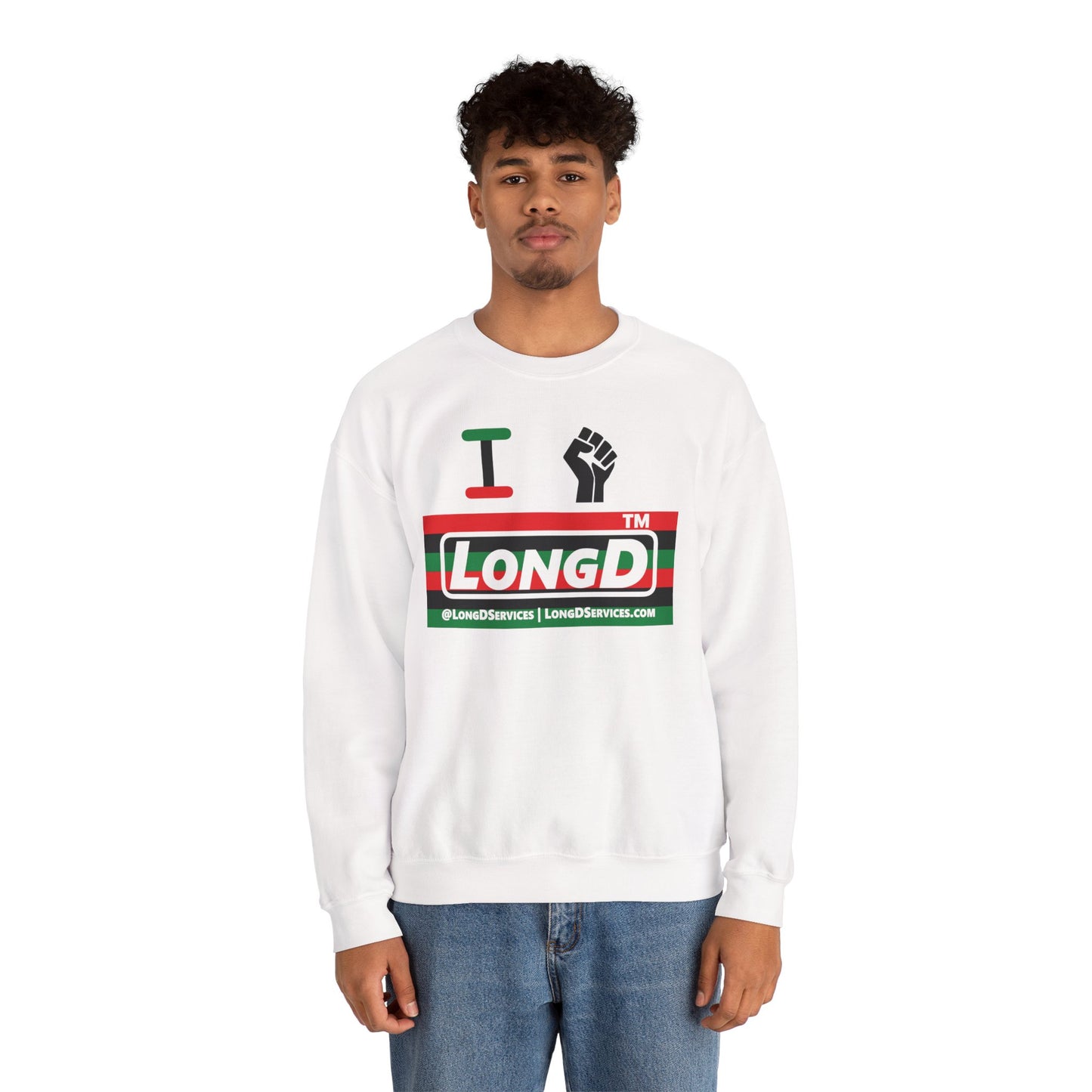 I fist LongD negative horizontal 6-striped tag-domain logo crewneck sweatshirt