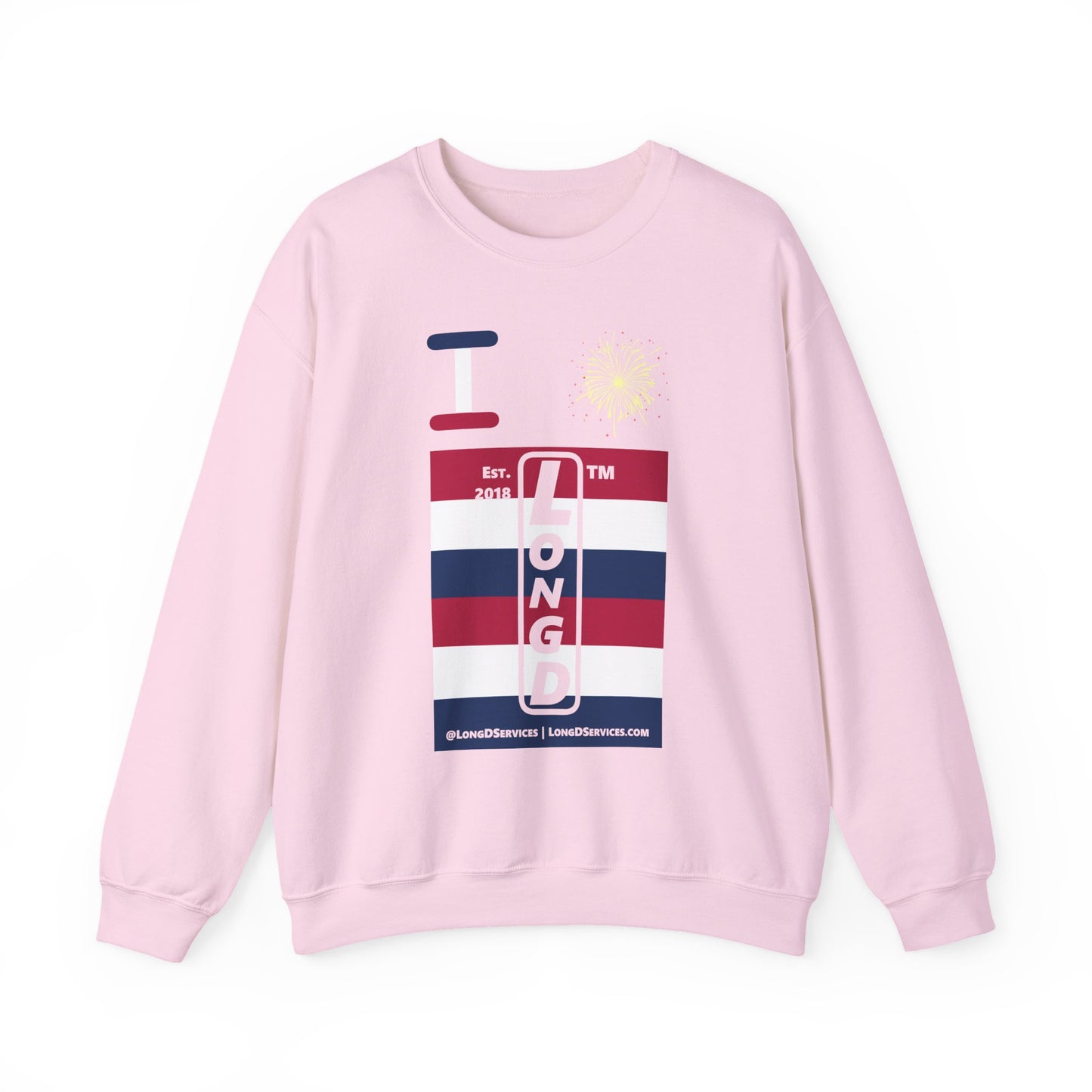 I Burst LongD negative horizontal 6-striped tag-domain upright logo crewneck sweatshirt
