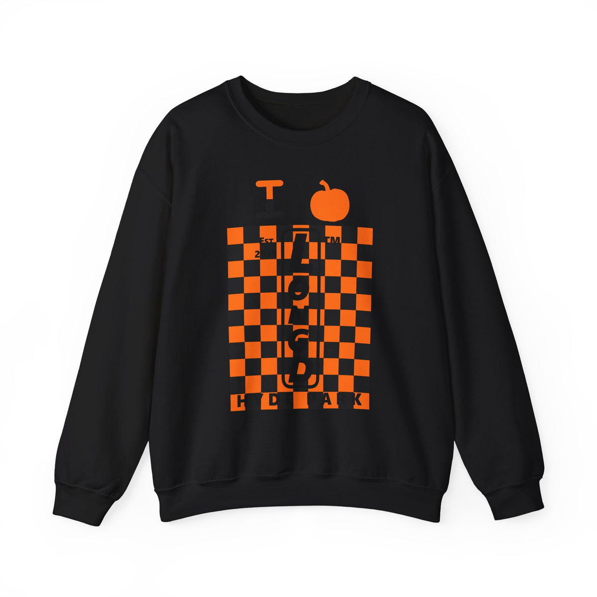 I pumpkin LongD Hyde Park negative upright checkered logo crewneck sweatshirt