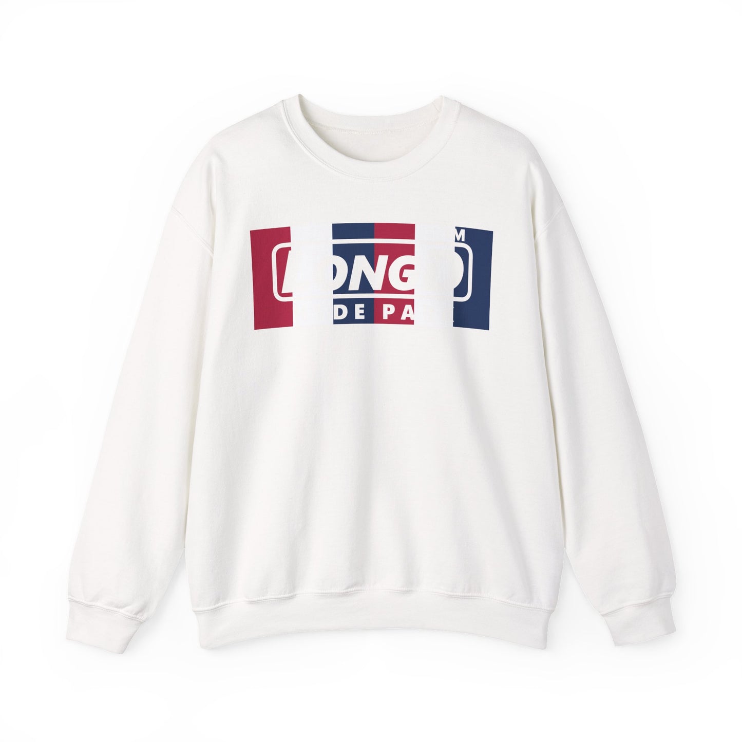 LongD negative vertical 6-striped Hyde Park logo crewneck sweatshirt (patriotic colors)