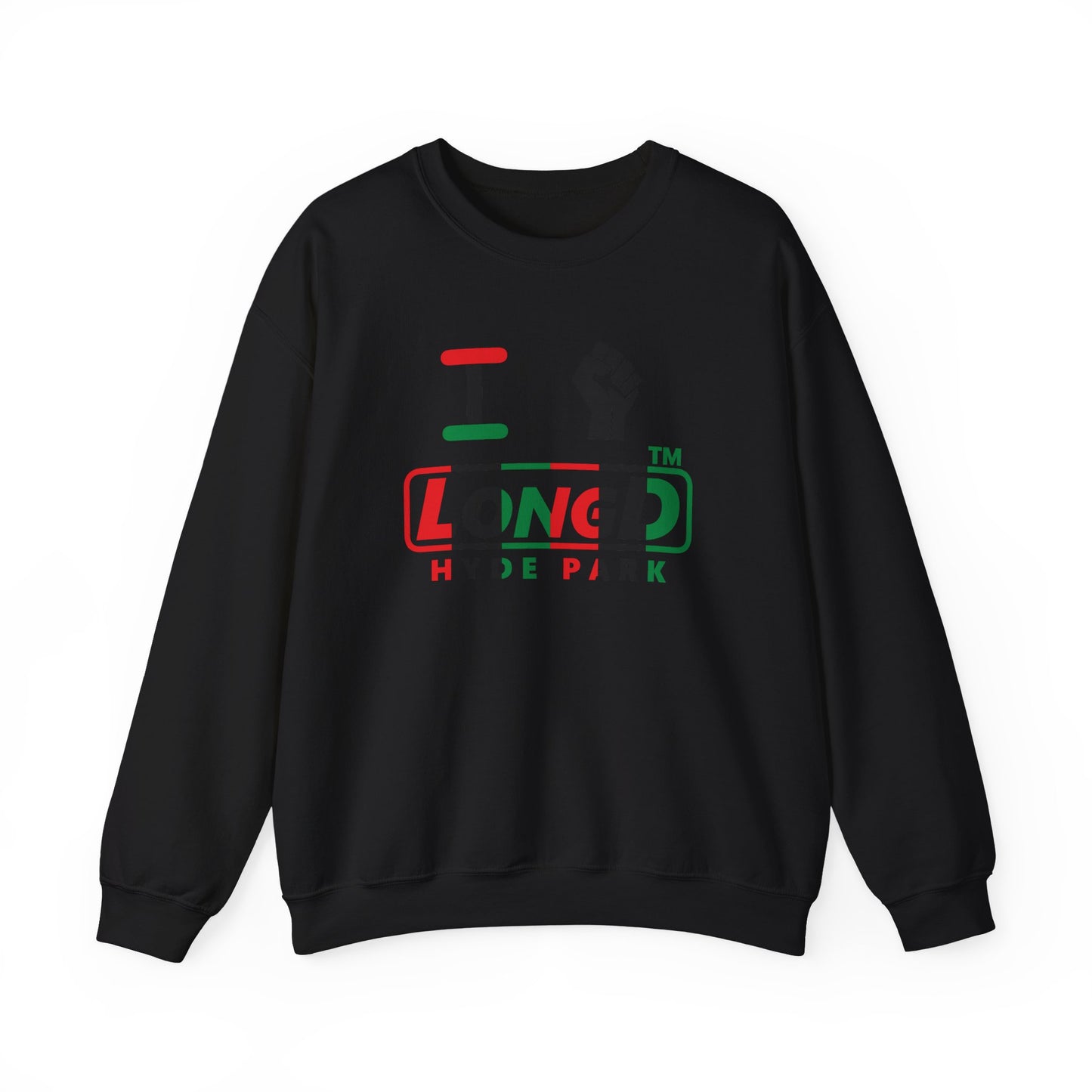 I fist LongD positive vertical 6-striped Hyde Park logo crewneck sweatshirt