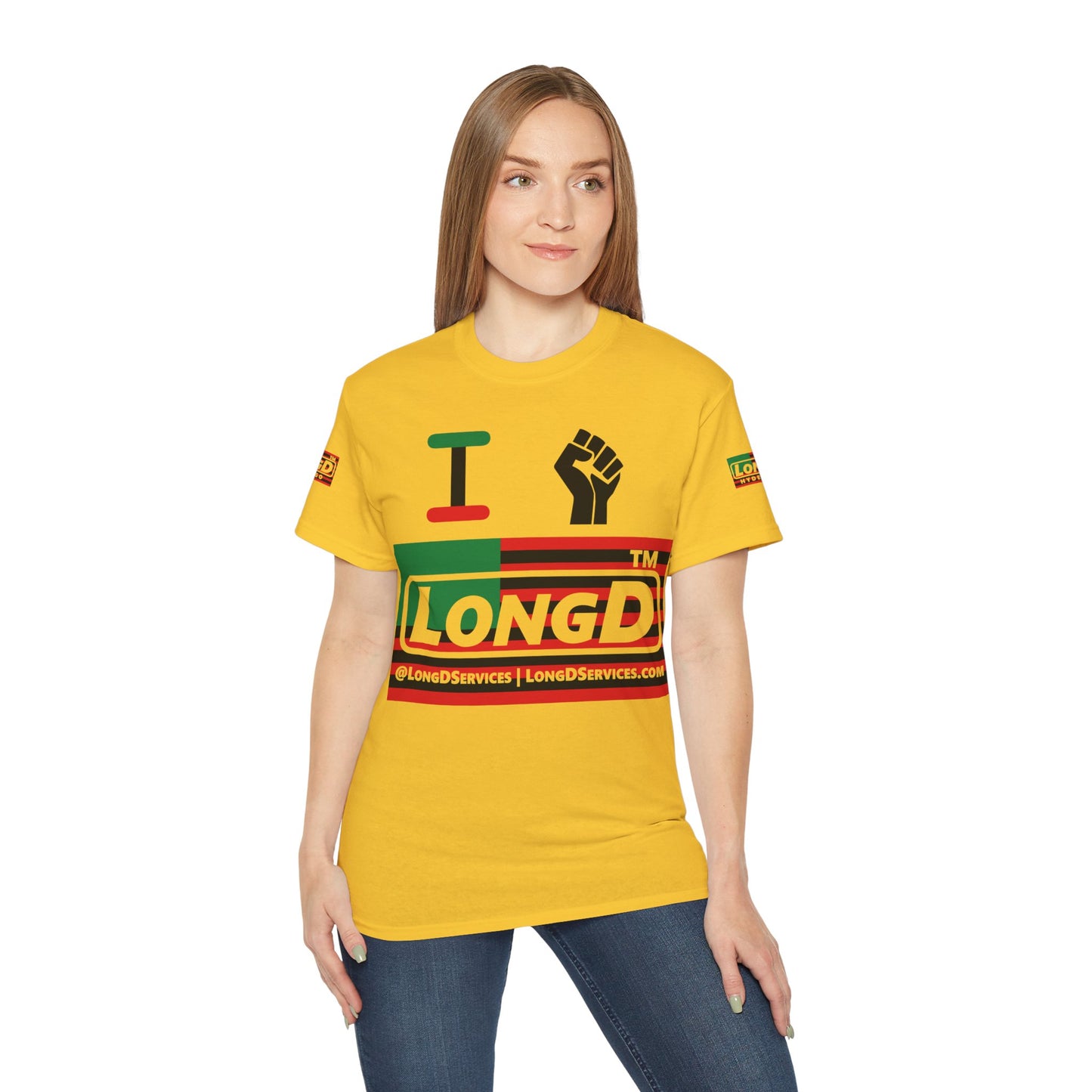 I fist LongD negative flag tag-domain logo 4-print cotton tee