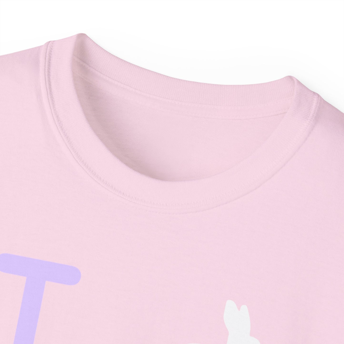I Bunny LongD® Logo Cotton Tee Easter pastel purple negative text (white Easter Bunny)