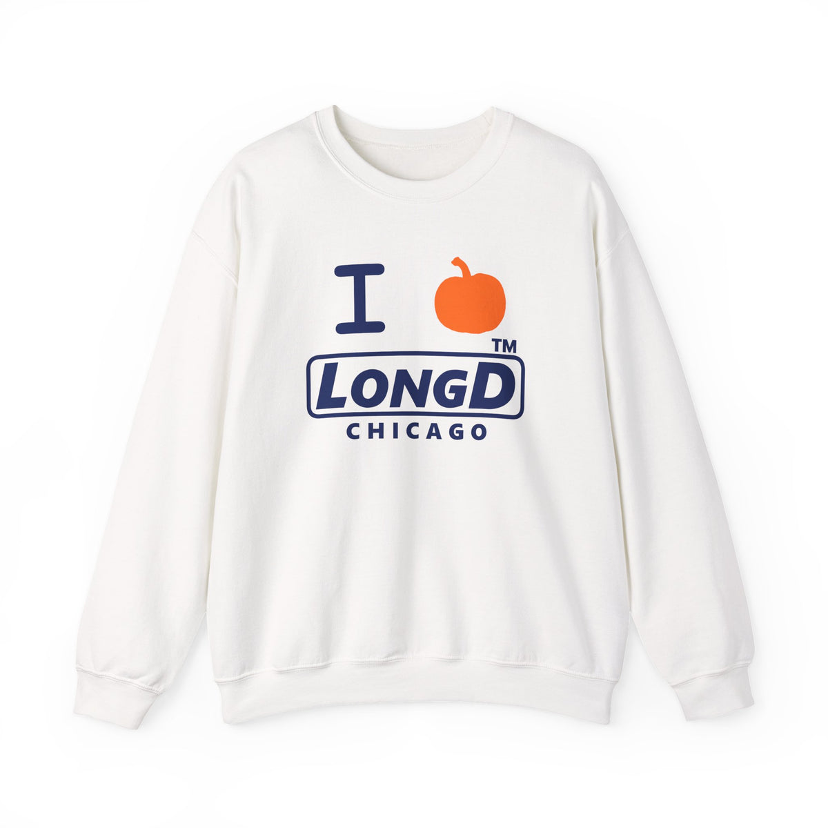 I pumpkin LongD Chicago positive basic Navy (002060) front-back logo crewneck sweatshirt