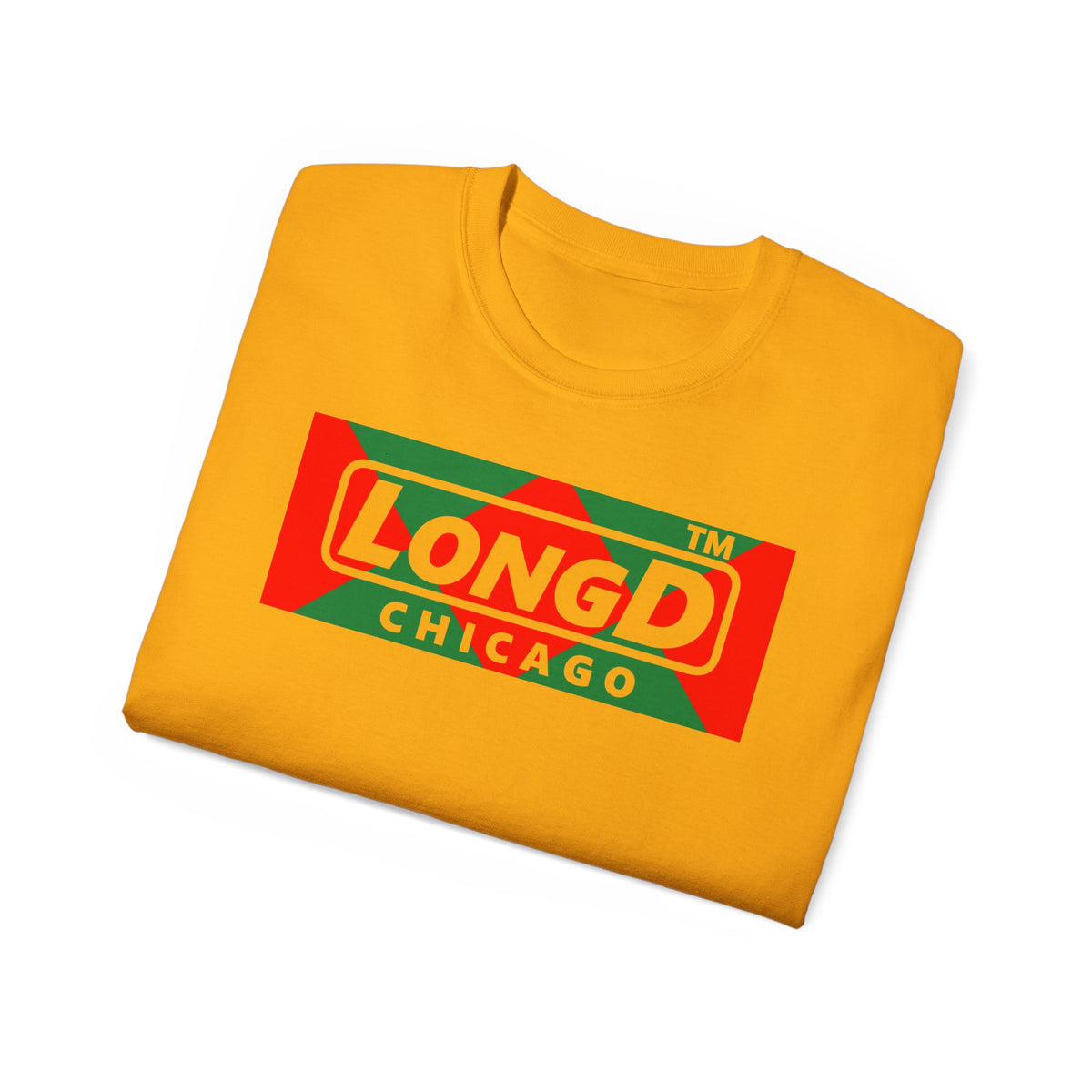 LongD Chicago negative big argyle logo (Xmas colors) cotton tee