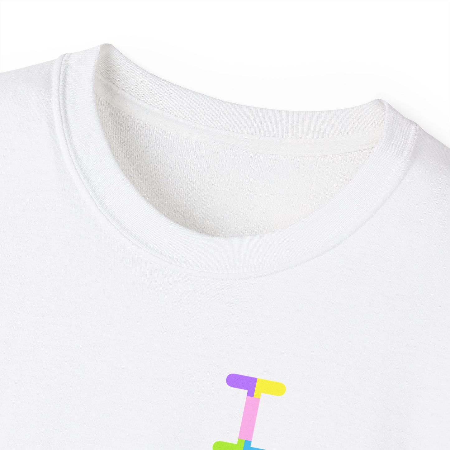 I Bunny LongD® negative vertical striped front-back Hyde Park Logo Cotton Tee