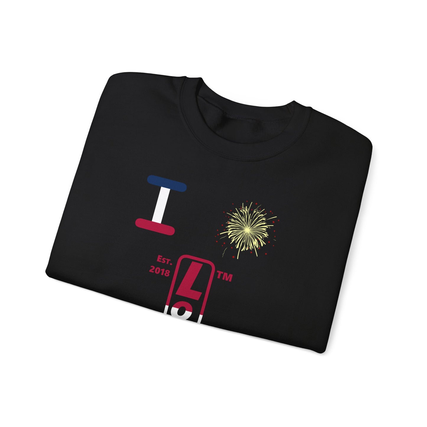 I Burst LongD positive horizontal 3-striped Chicago upright logo crewneck sweatshirt