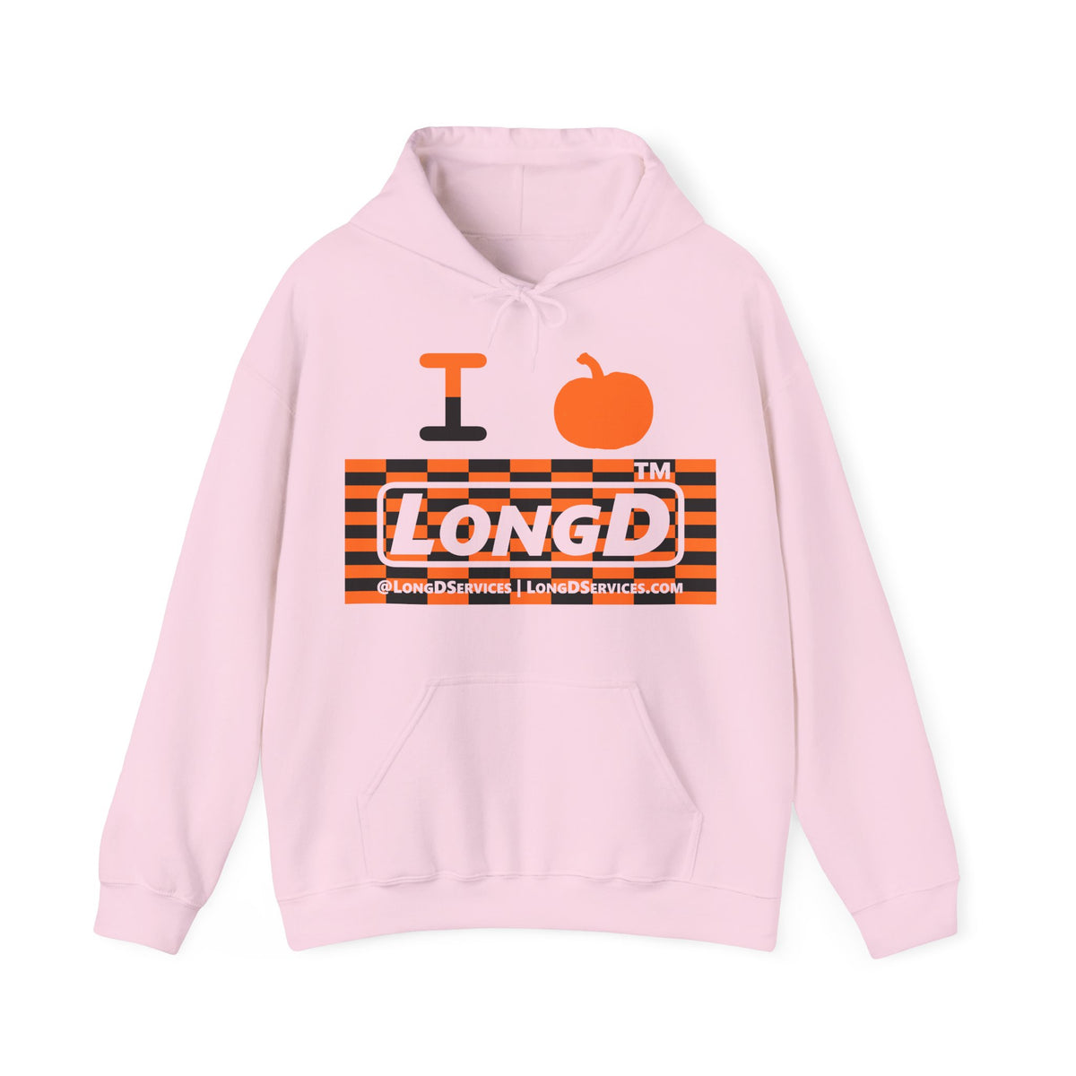 I pumpkin LongD Tag-domain negative tiled logo hoodie
