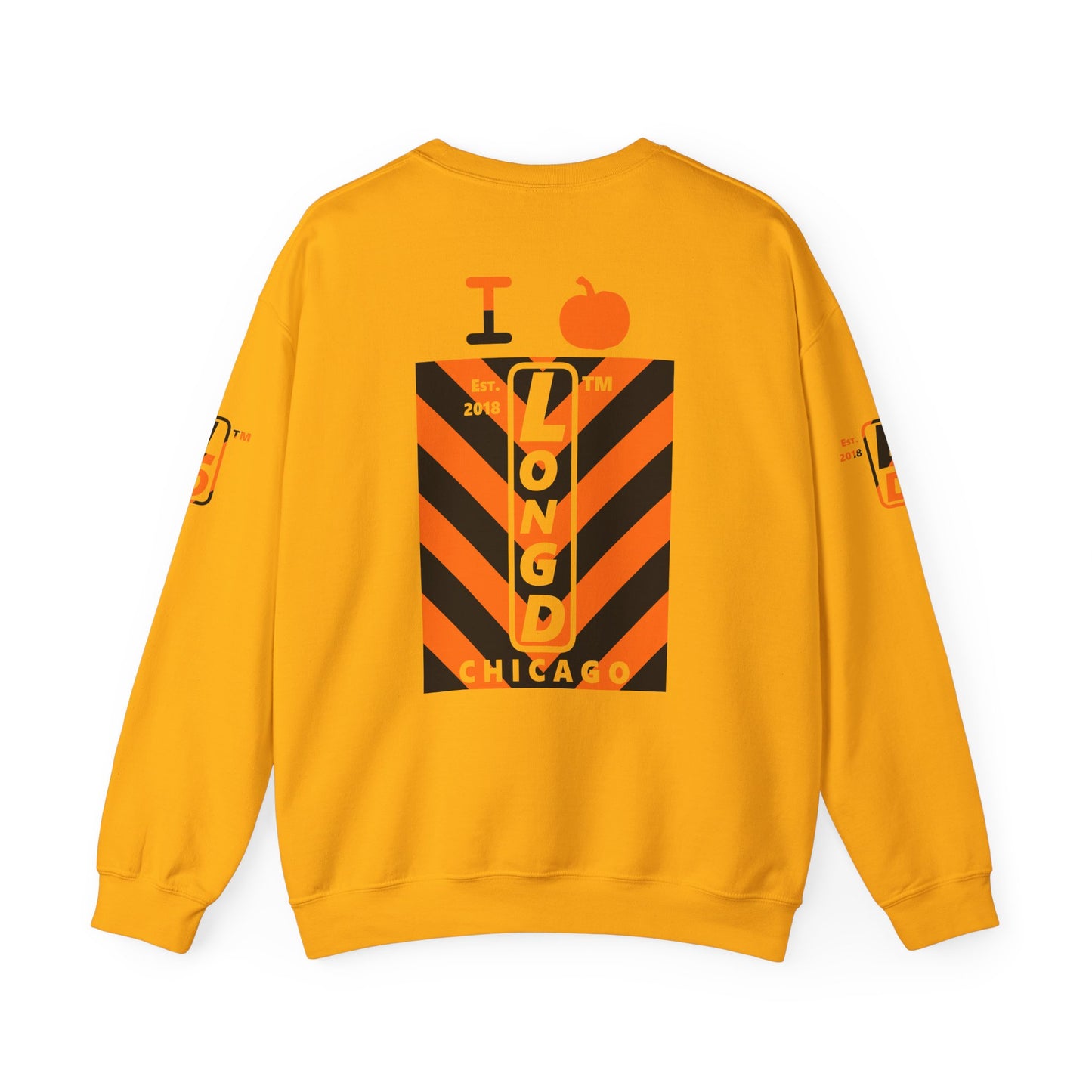 I pumpkin LongD Chicago negative upright downward chevron 4-print logo crewneck sweatshirt