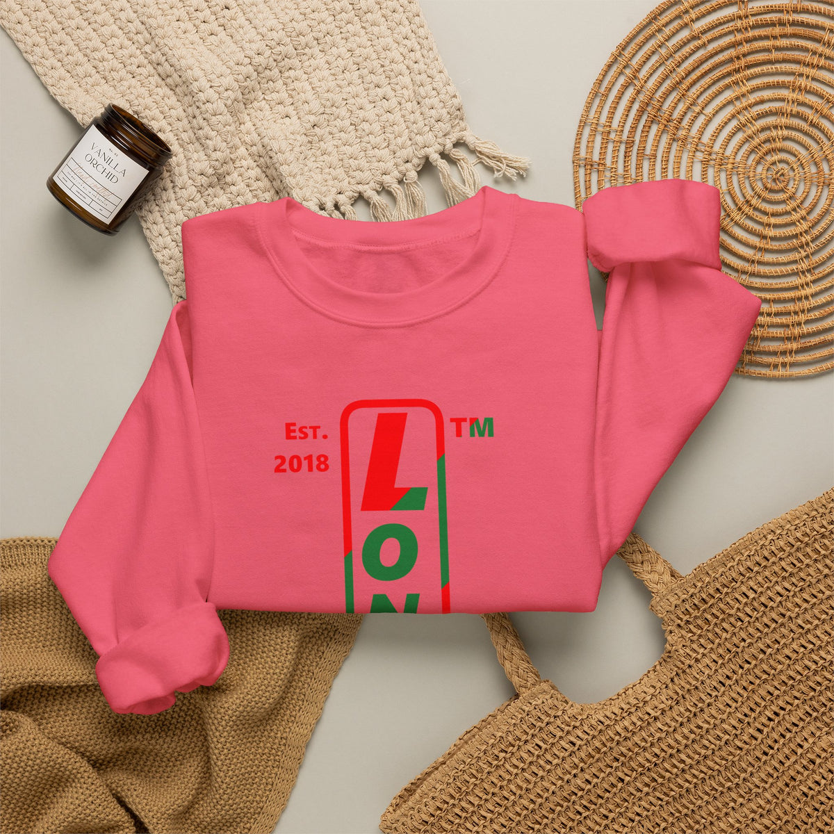 LongD Hyde Park positive upright pixel-weighted 4-striped logo (Xmas colors) crewneck sweatshirt