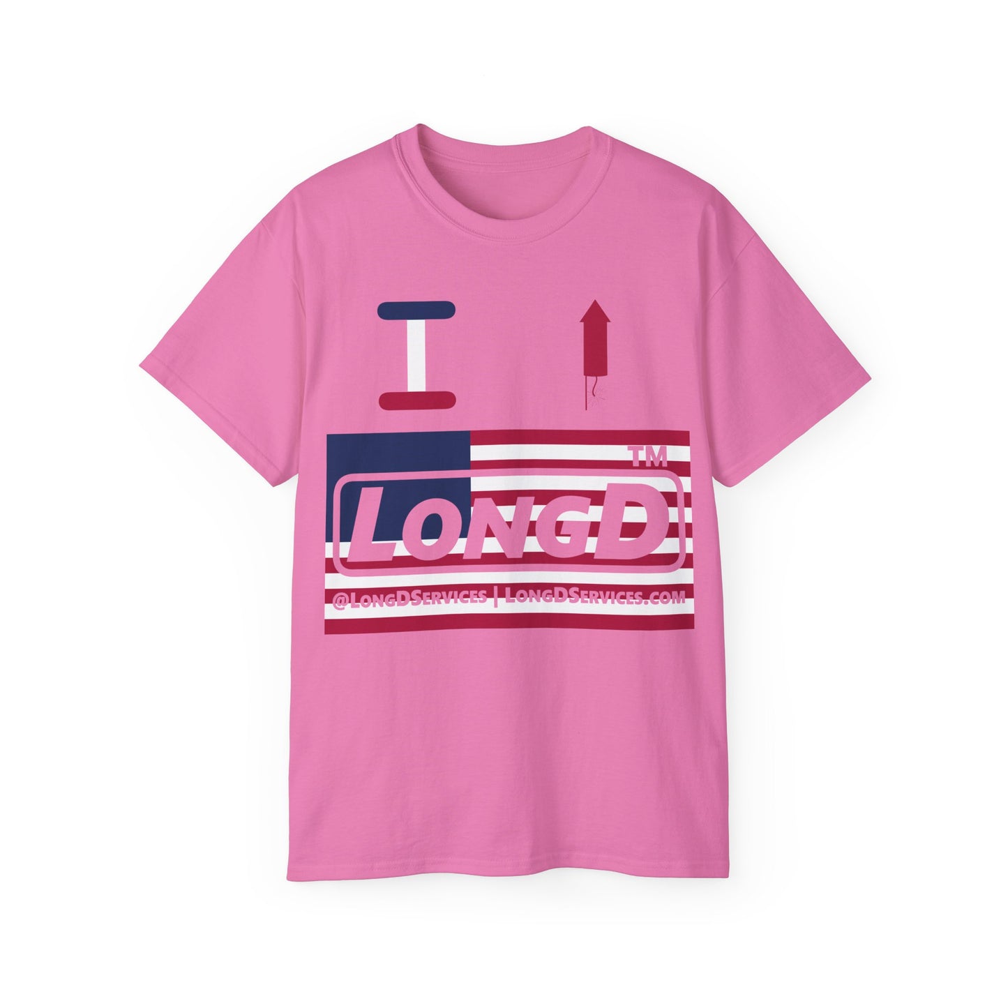 I firecracker LongD negative flag tag-domain logo cotton tee