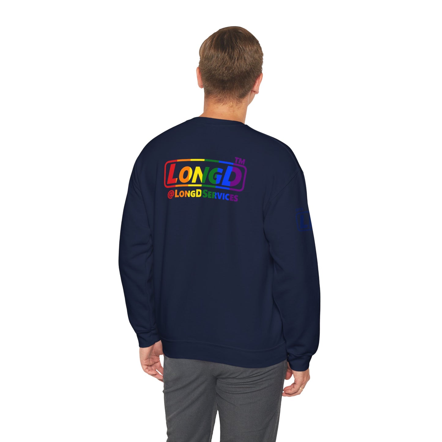 I Luv LongD official basic 4-print Hyde Park logo crewneck sweatshirt with Pride heart