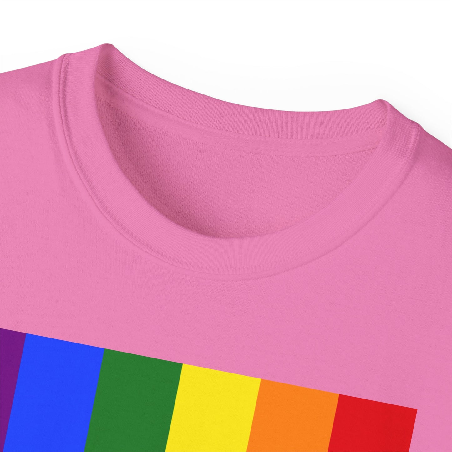 LongD® Logo Cotton Tee Pride rainbow vertical flag negative text