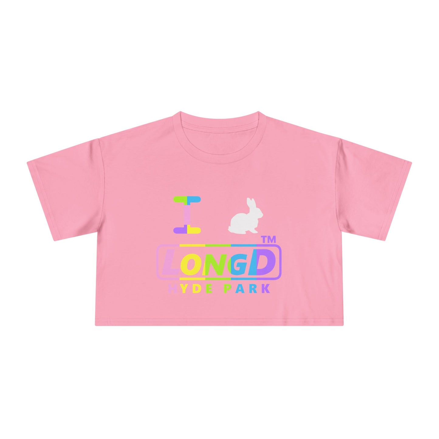 I Bunny LongD positive vertical striped Hyde Park Logo Crop Tee