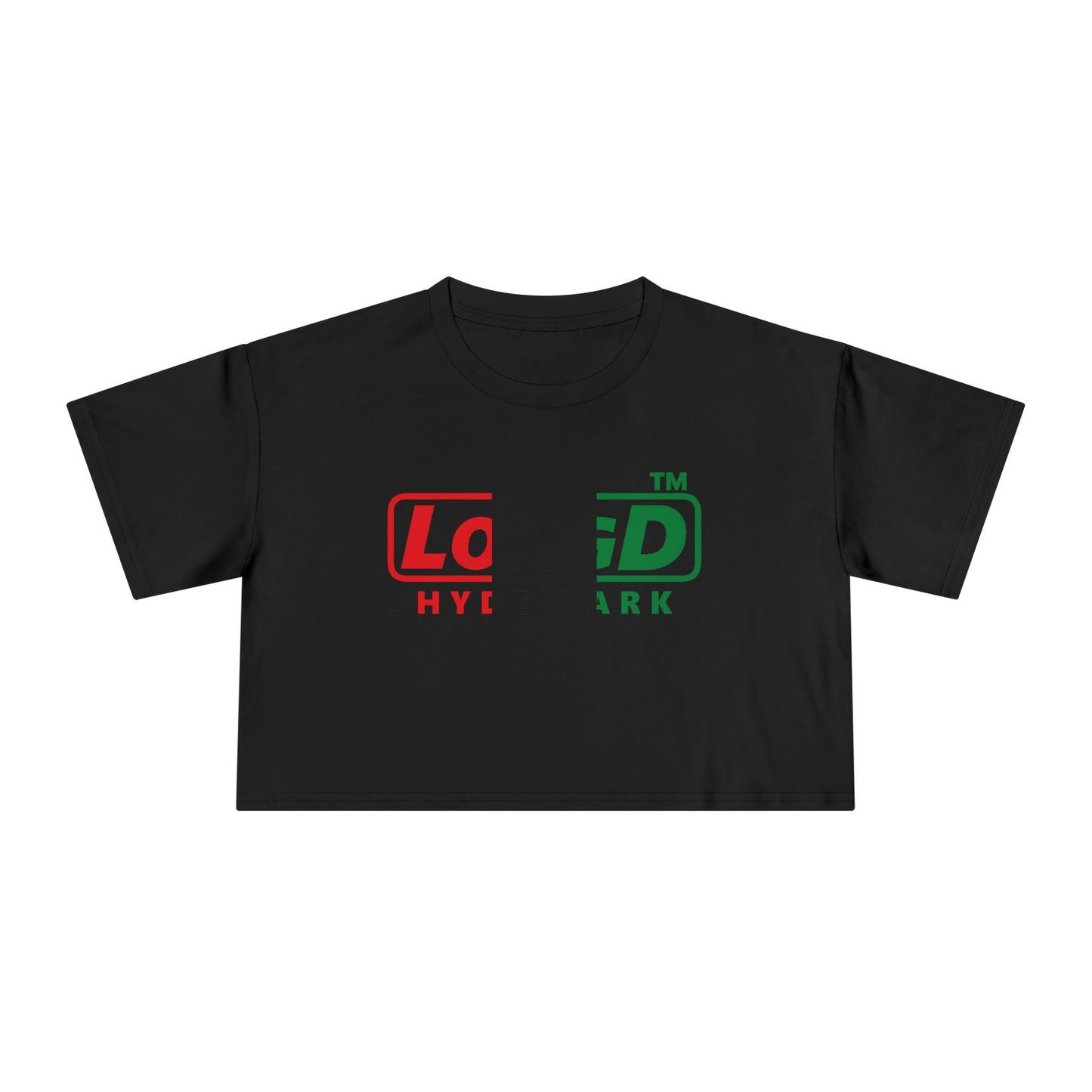 LongD positive vertical 3-striped Hyde Park logo crop tee (Juneteenth colors)
