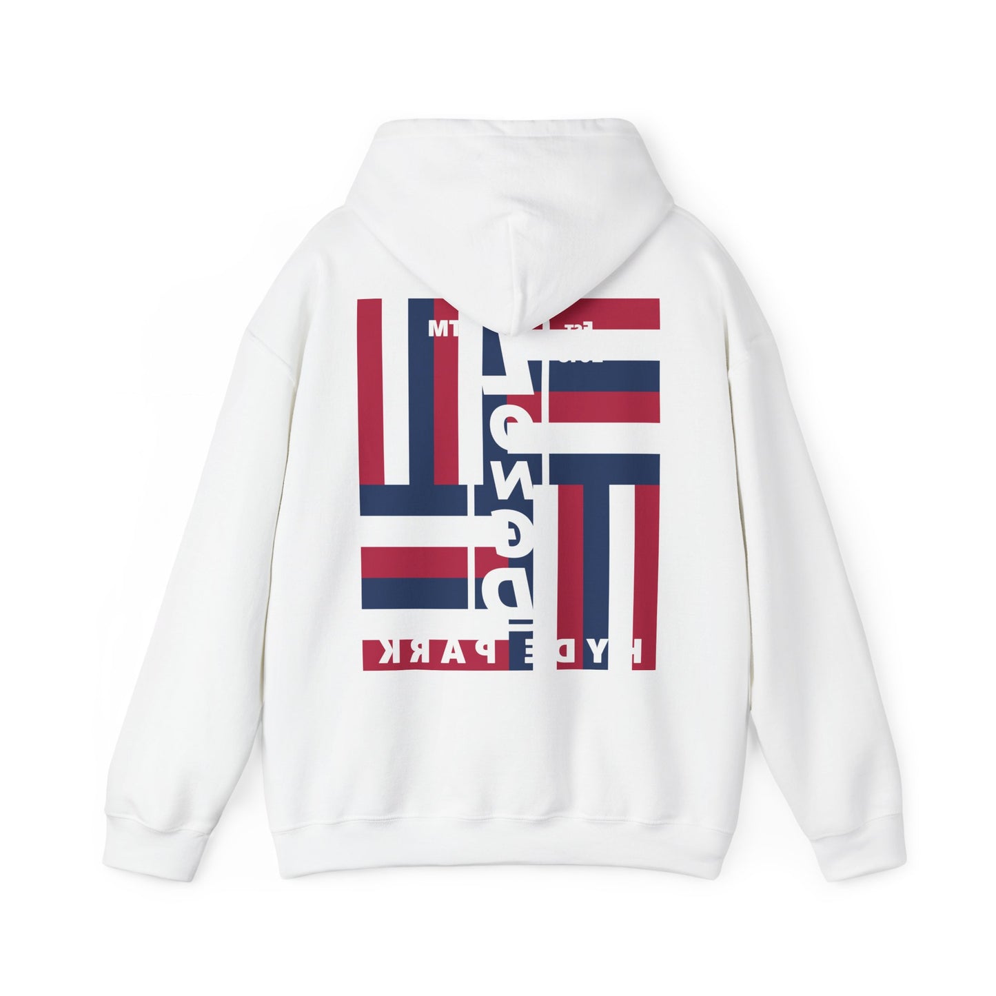 LongD single-breasted negative windmill front-back Hyde Park upright logo hoodie (Patriotic colors)